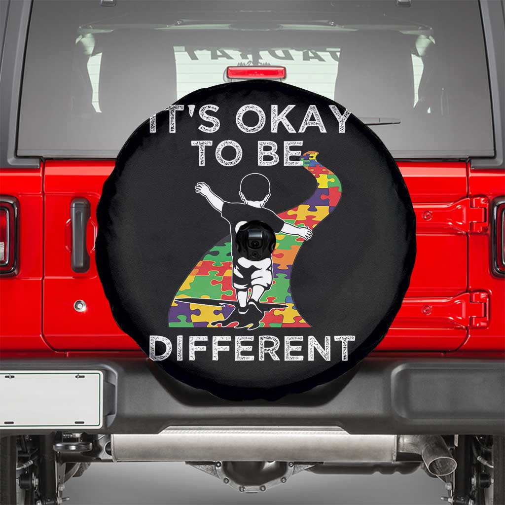 Autism Acceptance Spare Tire Cover It's Okay To Be Different TS14 Black Print Your Wear