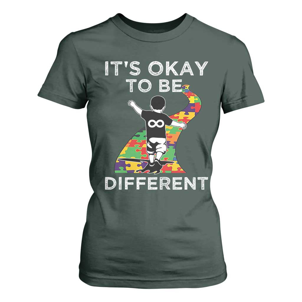 Autism Acceptance T Shirt For Women It's Okay To Be Different TS14 Dark Forest Green Print Your Wear