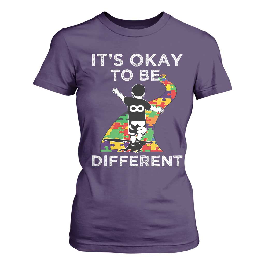 Autism Acceptance T Shirt For Women It's Okay To Be Different TS14 Purple Print Your Wear