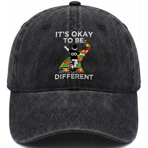 Autism Acceptance Washed Cotton Baseball Cap It's Okay To Be Different TS14 Print Your Wear
