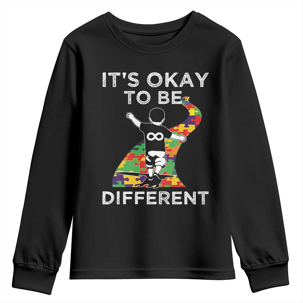 Autism Acceptance Youth Sweatshirt It's Okay To Be Different TS14 Black Print Your Wear