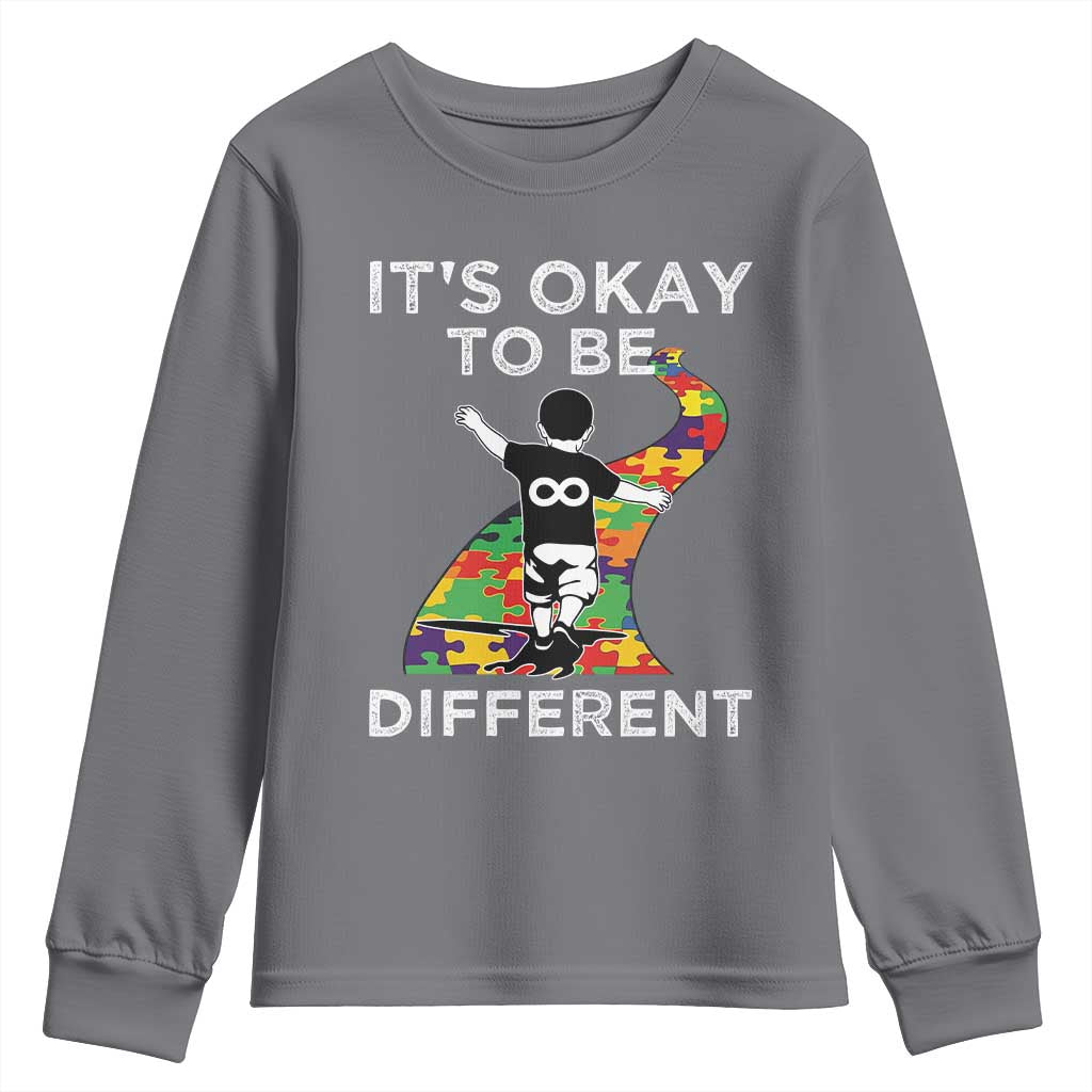 Autism Acceptance Youth Sweatshirt It's Okay To Be Different TS14 Charcoal Print Your Wear