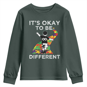 Autism Acceptance Youth Sweatshirt It's Okay To Be Different TS14 Dark Forest Green Print Your Wear
