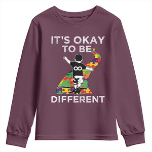 Autism Acceptance Youth Sweatshirt It's Okay To Be Different TS14 Maroon Print Your Wear