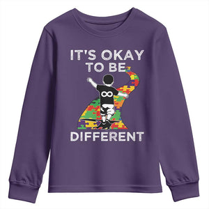 Autism Acceptance Youth Sweatshirt It's Okay To Be Different TS14 Purple Print Your Wear