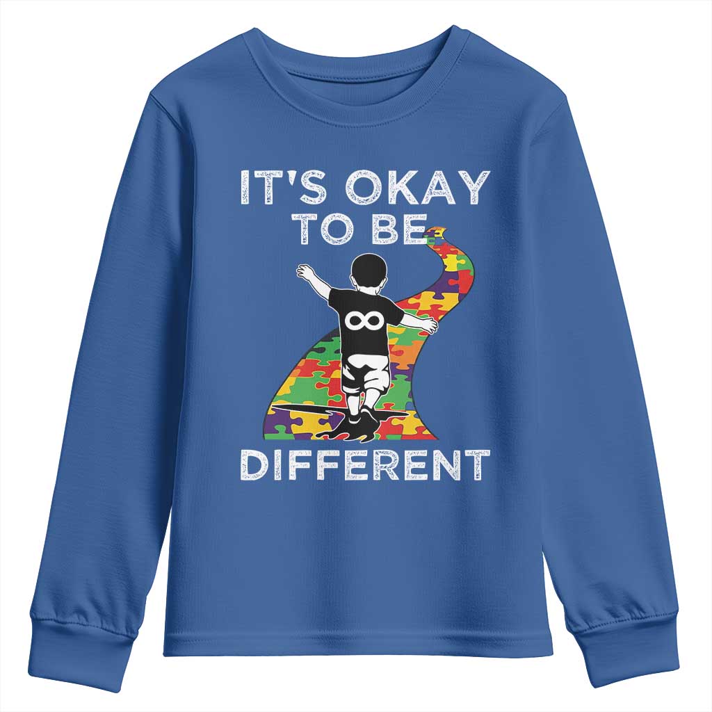 Autism Acceptance Youth Sweatshirt It's Okay To Be Different TS14 Royal Blue Print Your Wear