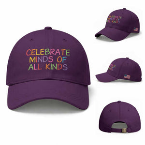 Autism Acceptance Baseball Cap Celebrate Minds of All Kinds TS14 Baseball Cap Universal Fit Purple Print Your Wear