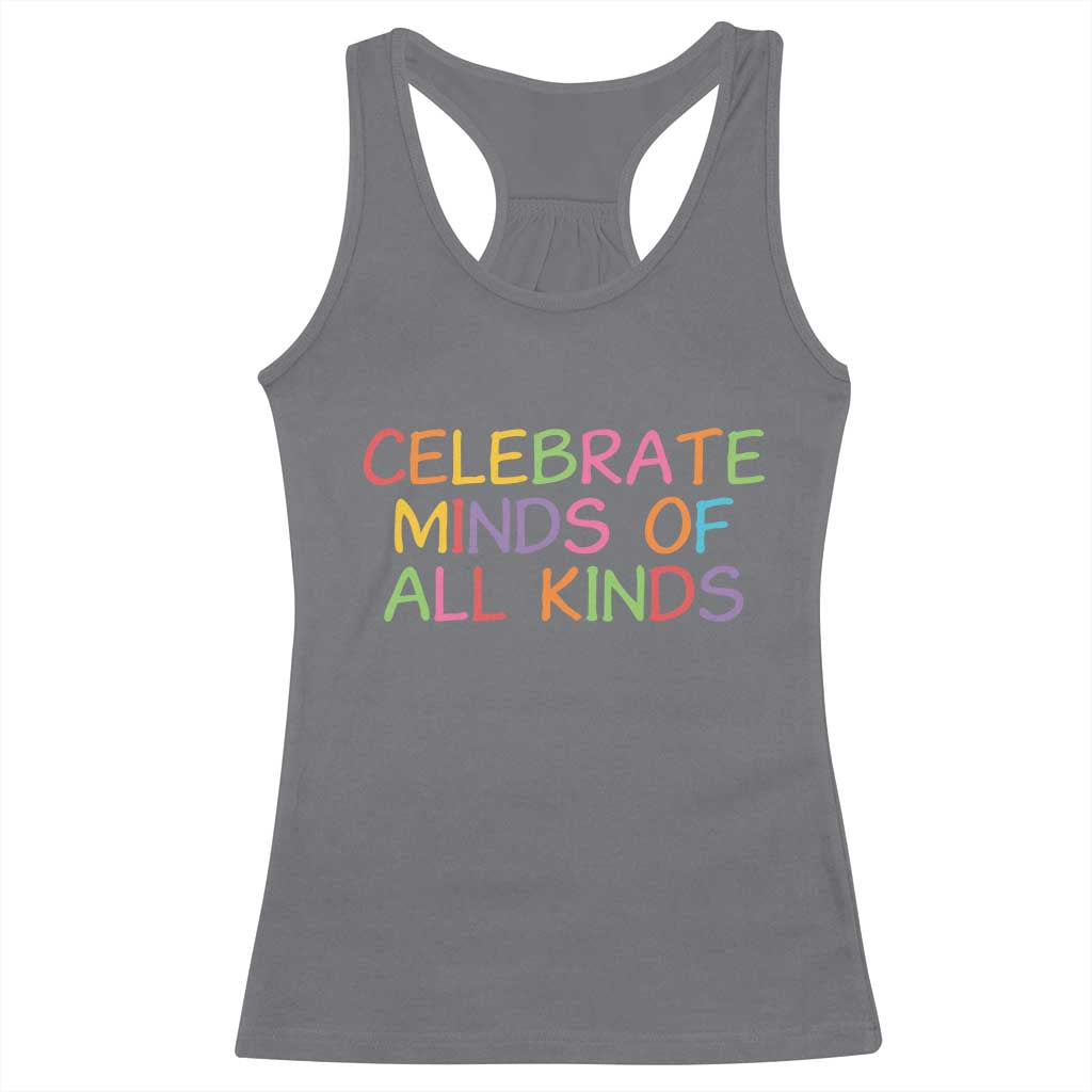 Autism Acceptance Racerback Tank Top Celebrate Minds of All Kinds TS14 Charcoal Print Your Wear