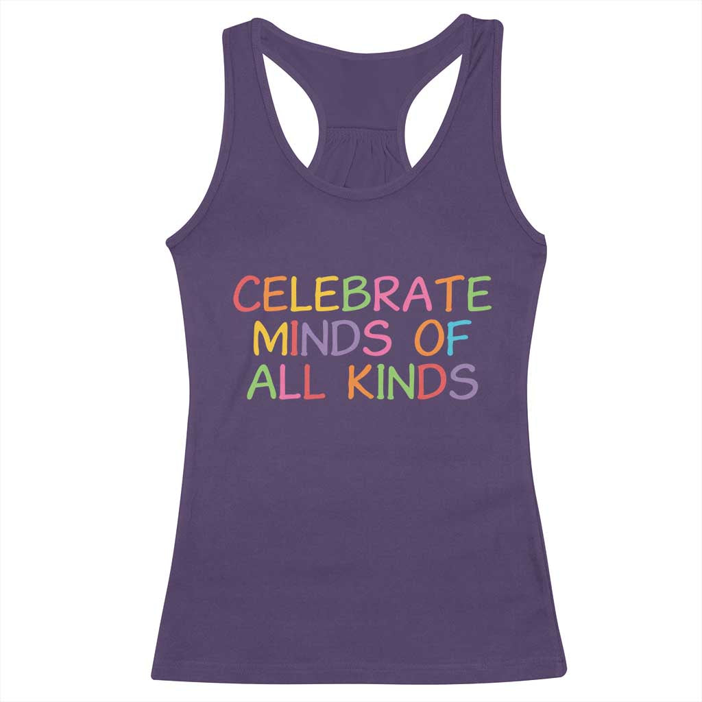 Autism Acceptance Racerback Tank Top Celebrate Minds of All Kinds TS14 Purple Print Your Wear