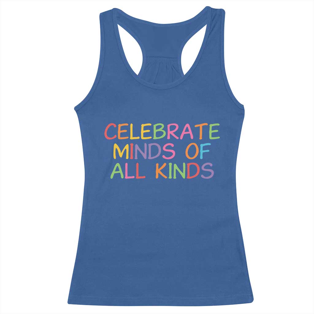 Autism Acceptance Racerback Tank Top Celebrate Minds of All Kinds TS14 Royal Blue Print Your Wear