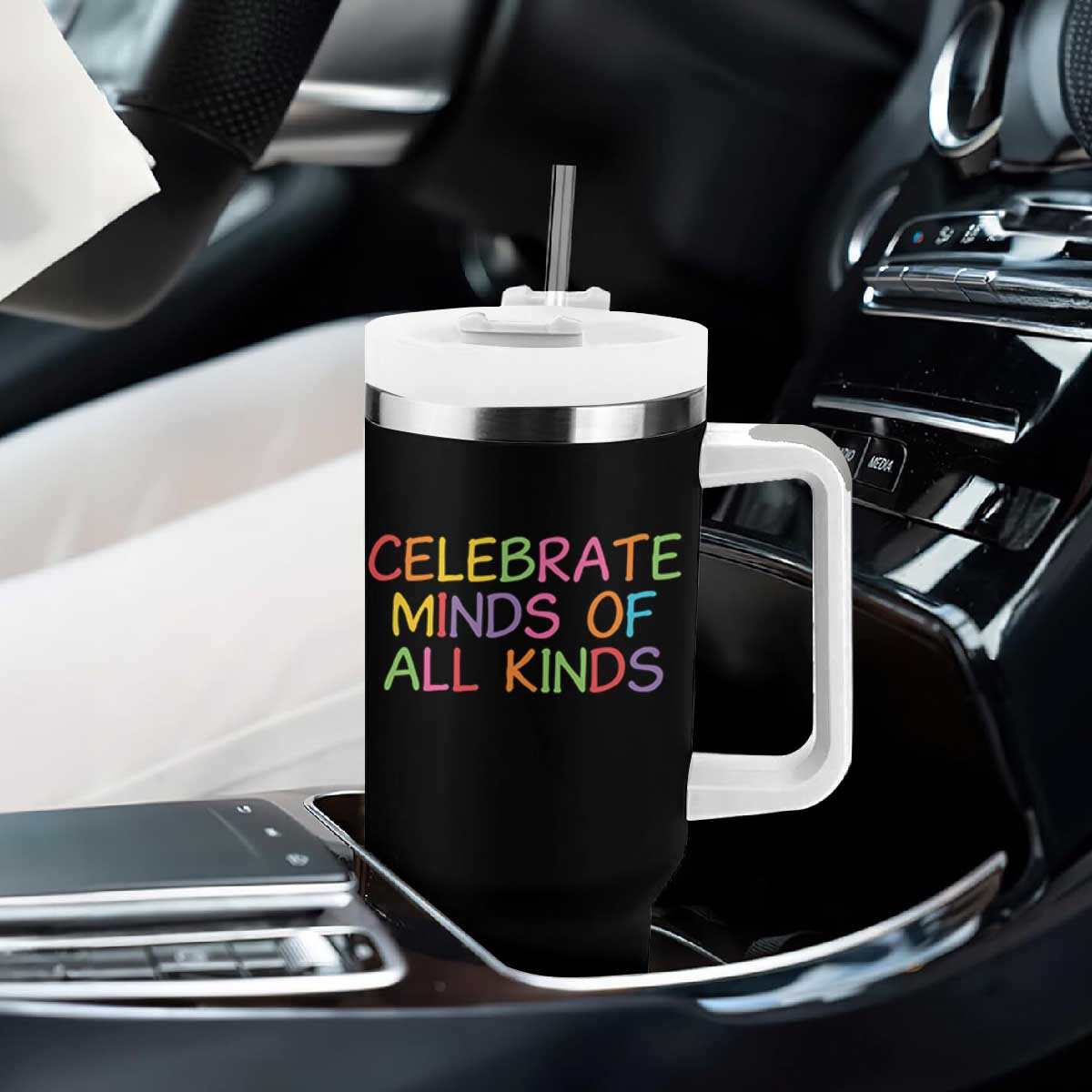Autism Acceptance Tumbler With Handle Celebrate Minds of All Kinds TS14 Print Your Wear