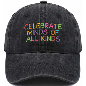 Autism Acceptance Washed Cotton Baseball Cap Celebrate Minds of All Kinds TS14 Print Your Wear