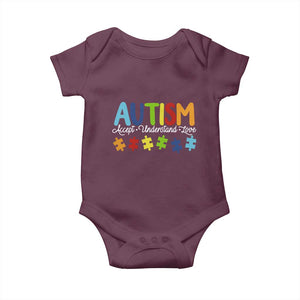 Autism Acceptance Baby Onesie Accept Understand Love Special Education Teacher Gift TS14 Maroon Print Your Wear