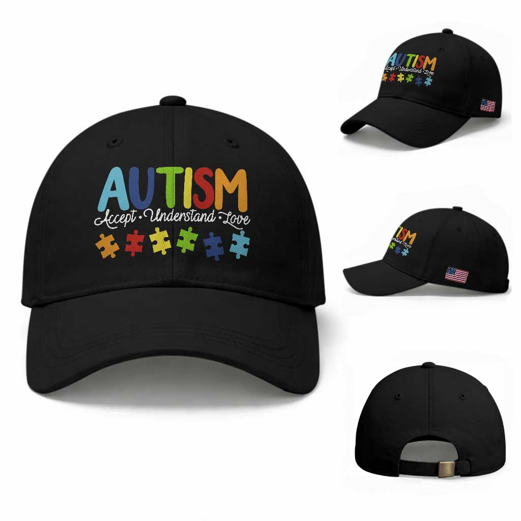 Autism Acceptance Baseball Cap Accept Understand Love Special Education Teacher Gift TS14 Baseball Cap Universal Fit Black Print Your Wear