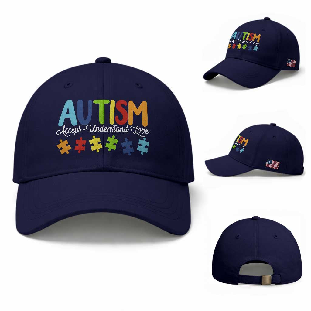 Autism Acceptance Baseball Cap Accept Understand Love Special Education Teacher Gift TS14 Baseball Cap Universal Fit Dark Blue Print Your Wear