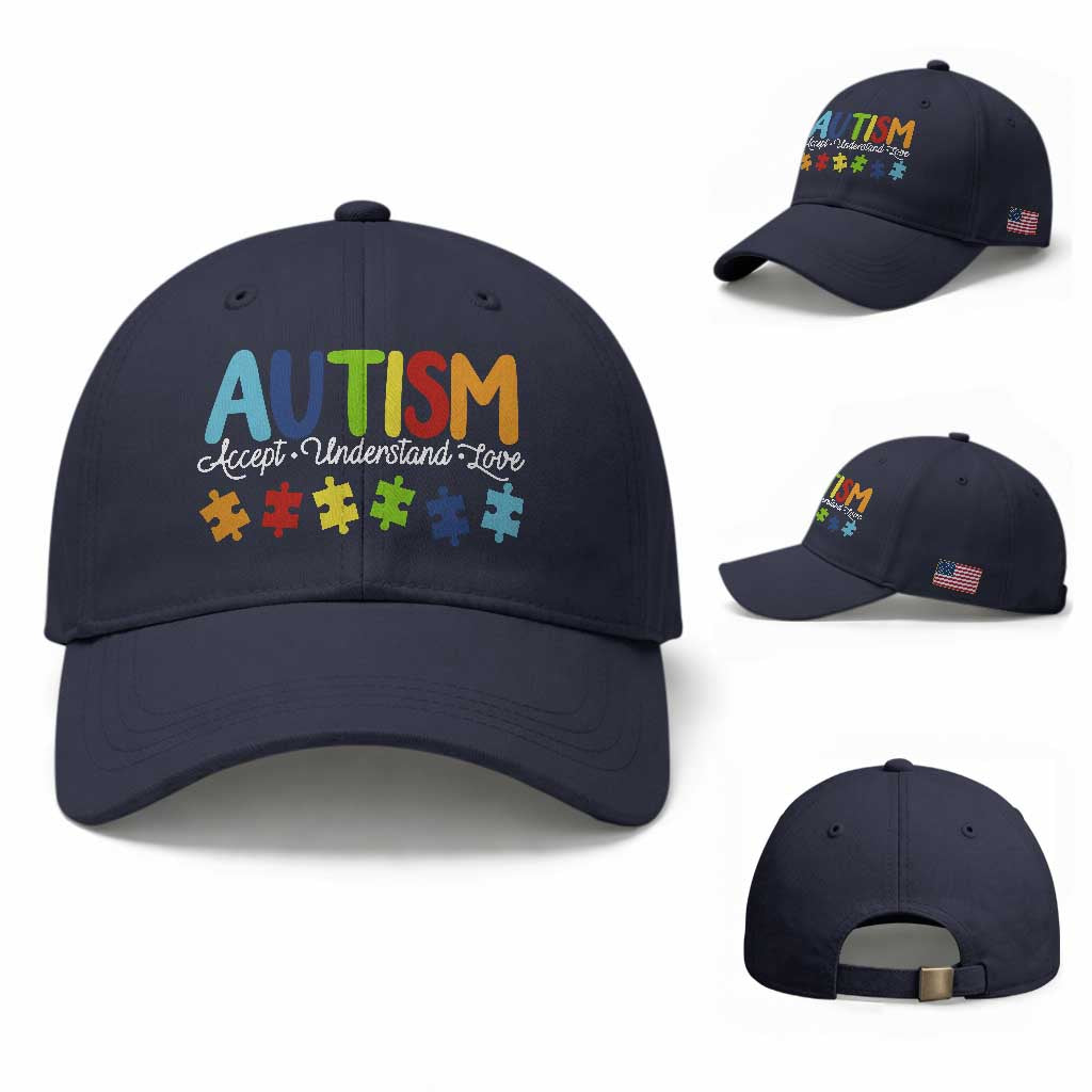 Autism Acceptance Baseball Cap Accept Understand Love Special Education Teacher Gift TS14 Baseball Cap Universal Fit Navy Print Your Wear