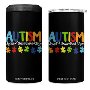 Autism Acceptance 4 in 1 Can Cooler Tumbler Accept Understand Love Special Education Teacher Gift TS14 One Size: 16 oz Black Print Your Wear