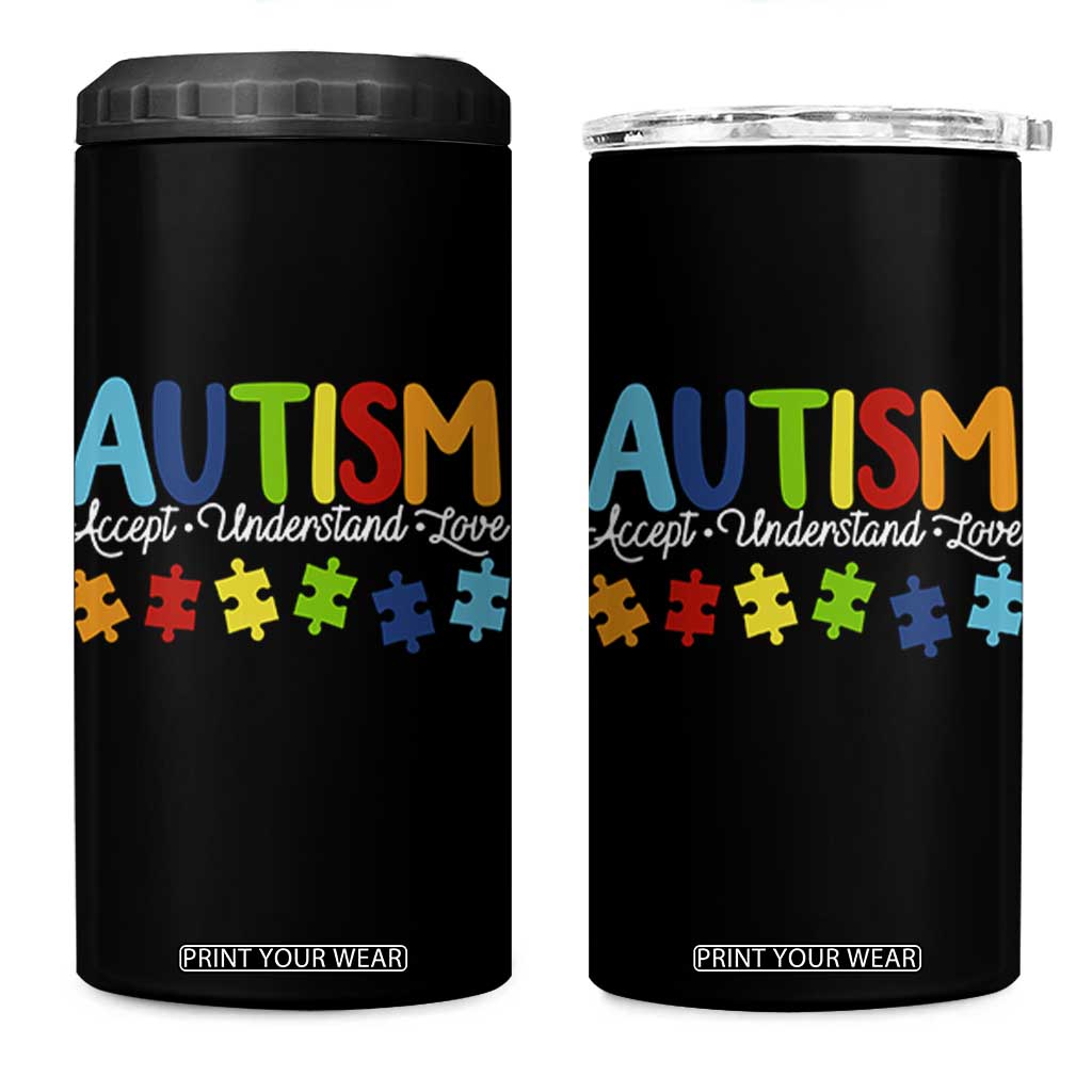Autism Acceptance 4 in 1 Can Cooler Tumbler Accept Understand Love Special Education Teacher Gift TS14 One Size: 16 oz Black Print Your Wear