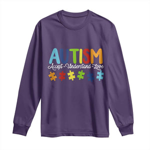 Autism Acceptance Long Sleeve Shirt Accept Understand Love Special Education Teacher Gift TS14 Purple Print Your Wear