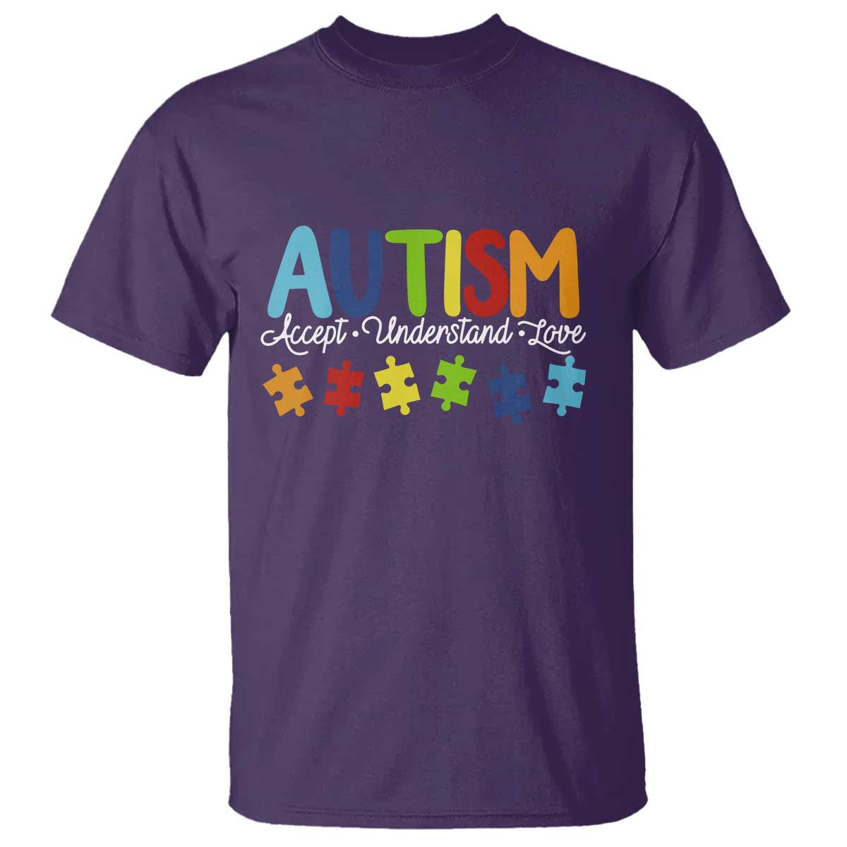 Autism Acceptance T Shirt Accept Understand Love Special Education Teacher Gift TS14 Purple Print Your Wear