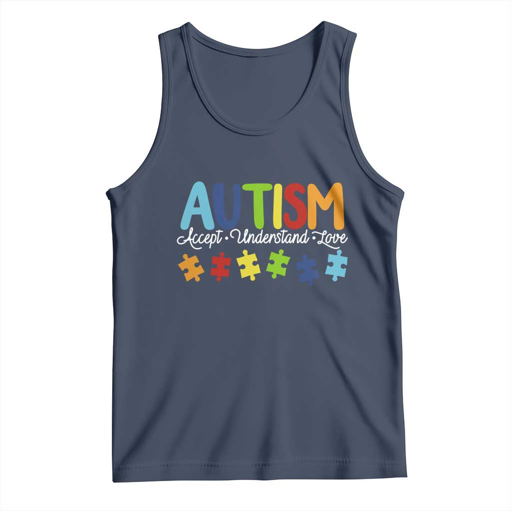 Autism Acceptance Tank Top Accept Understand Love Special Education Teacher Gift TS14 Navy Print Your Wear