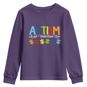 Autism Acceptance Youth Sweatshirt Accept Understand Love Special Education Teacher Gift TS14 Purple Print Your Wear