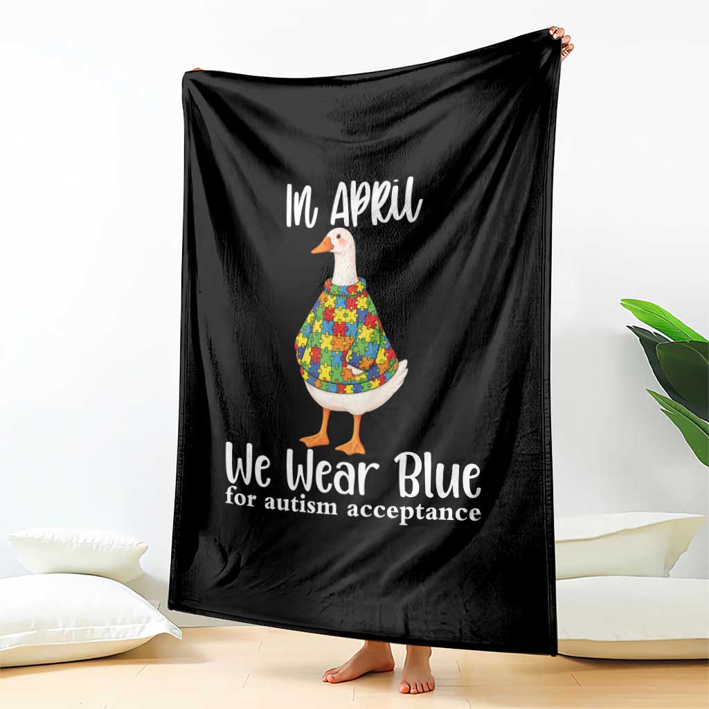 Funny Silly Goose Neurodivergent Support Throw Blanket In April We Wear Blue For Autism Acceptance TS14 Print Your Wear