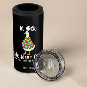 Funny Silly Goose Neurodivergent Support 4 in 1 Can Cooler Tumbler In April We Wear Blue For Autism Acceptance TS14 Print Your Wear