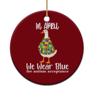 Funny Silly Goose Neurodivergent Support Ceramic Ornament In April We Wear Blue For Autism Acceptance TS14 1pc Red Print Your Wear