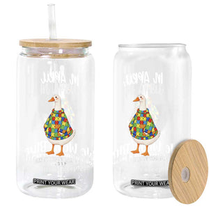 Funny Silly Goose Neurodivergent Support Glass Can In April We Wear Blue For Autism Acceptance TS14 Print Your Wear