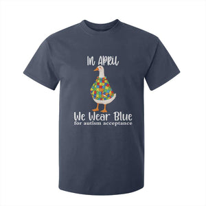 Funny Silly Goose Neurodivergent Support T Shirt For Kid In April We Wear Blue For Autism Acceptance TS14 Navy Print Your Wear