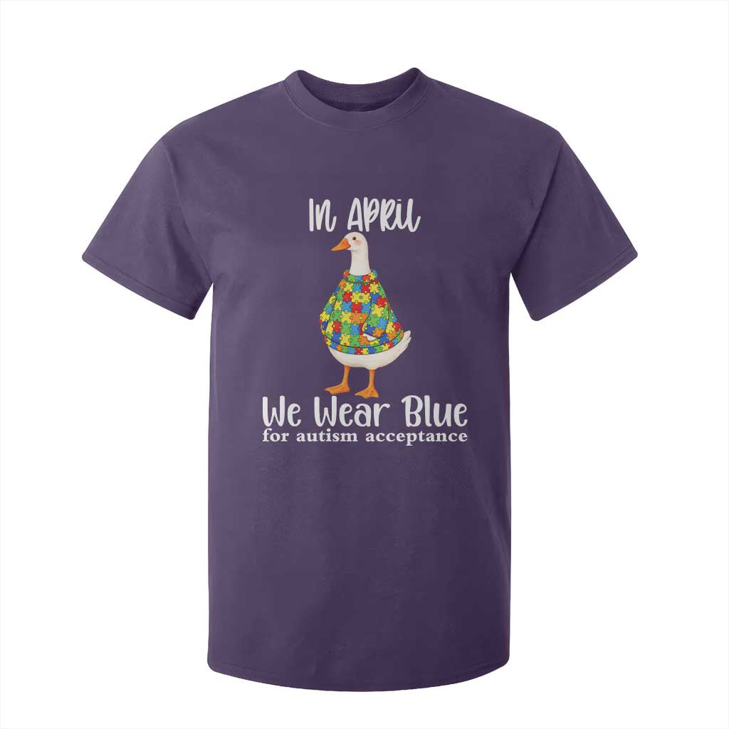Funny Silly Goose Neurodivergent Support T Shirt For Kid In April We Wear Blue For Autism Acceptance TS14 Purple Print Your Wear