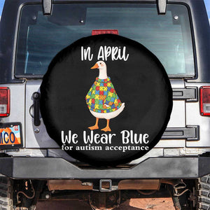 Funny Silly Goose Neurodivergent Support Spare Tire Cover In April We Wear Blue For Autism Acceptance TS14 No hole Black Print Your Wear