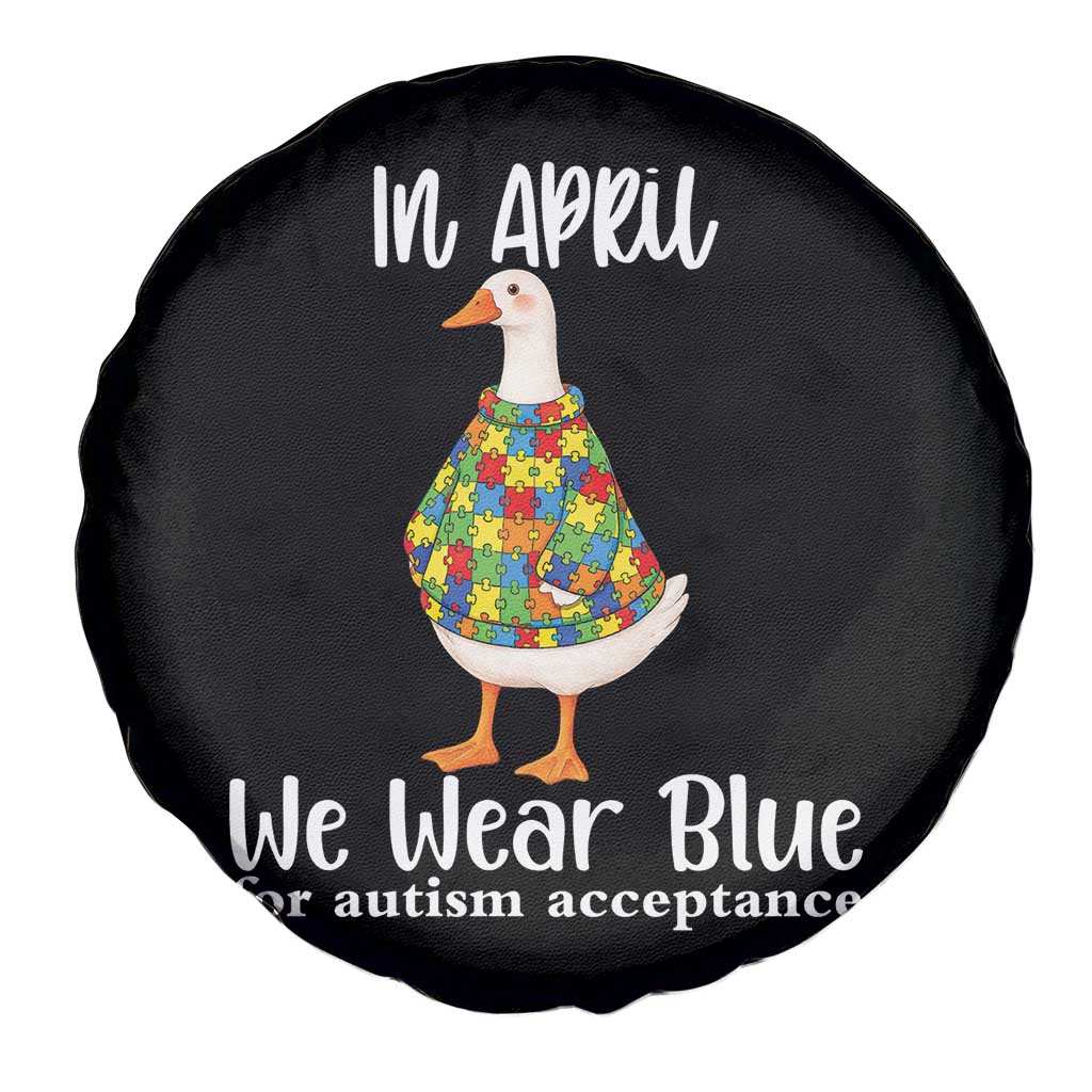 Funny Silly Goose Neurodivergent Support Spare Tire Cover In April We Wear Blue For Autism Acceptance TS14 Print Your Wear