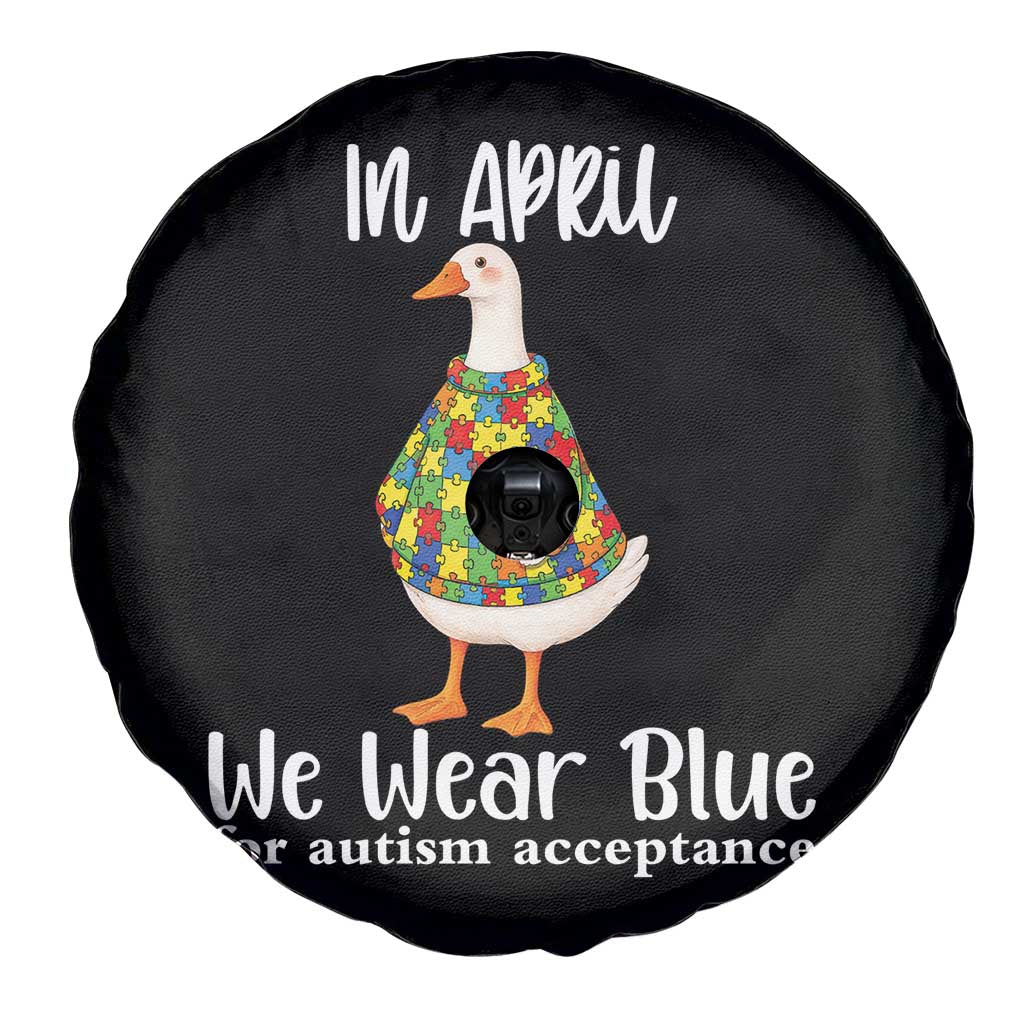 Funny Silly Goose Neurodivergent Support Spare Tire Cover In April We Wear Blue For Autism Acceptance TS14 Print Your Wear