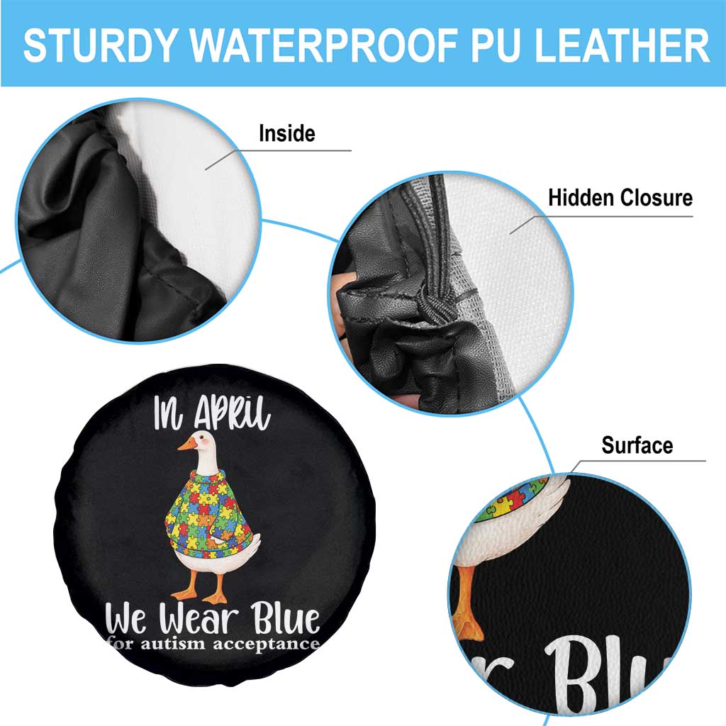 Funny Silly Goose Neurodivergent Support Spare Tire Cover In April We Wear Blue For Autism Acceptance TS14 Print Your Wear