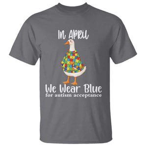 Funny Silly Goose Neurodivergent Support T Shirt In April We Wear Blue For Autism Acceptance TS14 Charcoal Print Your Wear