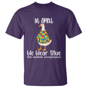 Funny Silly Goose Neurodivergent Support T Shirt In April We Wear Blue For Autism Acceptance TS14 Purple Print Your Wear