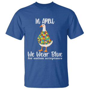 Funny Silly Goose Neurodivergent Support T Shirt In April We Wear Blue For Autism Acceptance TS14 Royal Blue Print Your Wear