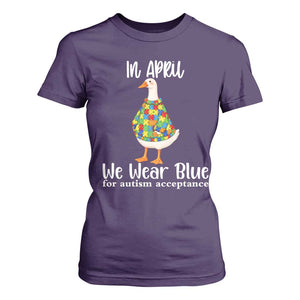 Funny Silly Goose Neurodivergent Support T Shirt For Women In April We Wear Blue For Autism Acceptance TS14 Purple Print Your Wear