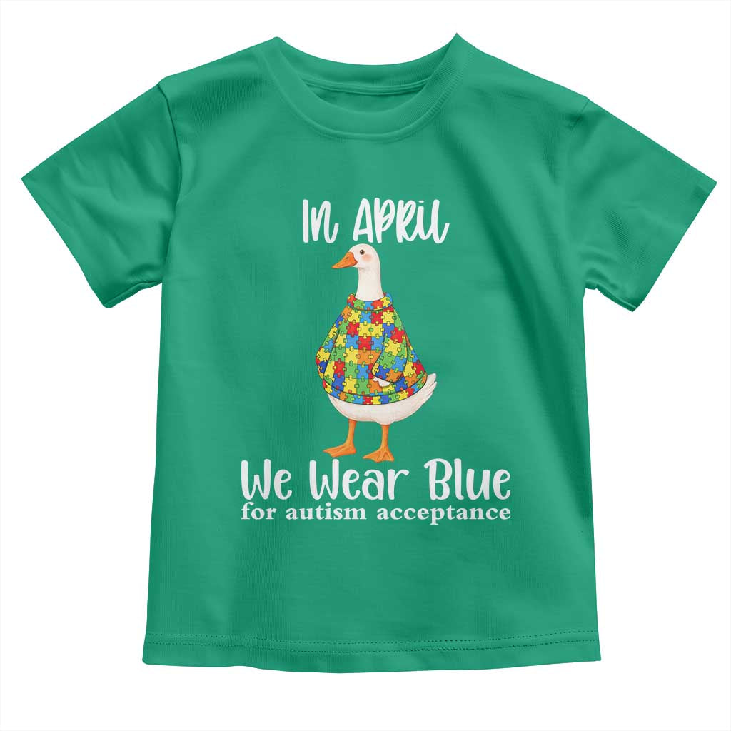 Funny Silly Goose Neurodivergent Support Toddler T Shirt In April We Wear Blue For Autism Acceptance TS14 Irish Green Print Your Wear