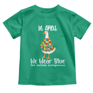 Funny Silly Goose Neurodivergent Support Toddler T Shirt In April We Wear Blue For Autism Acceptance TS14 Irish Green Print Your Wear