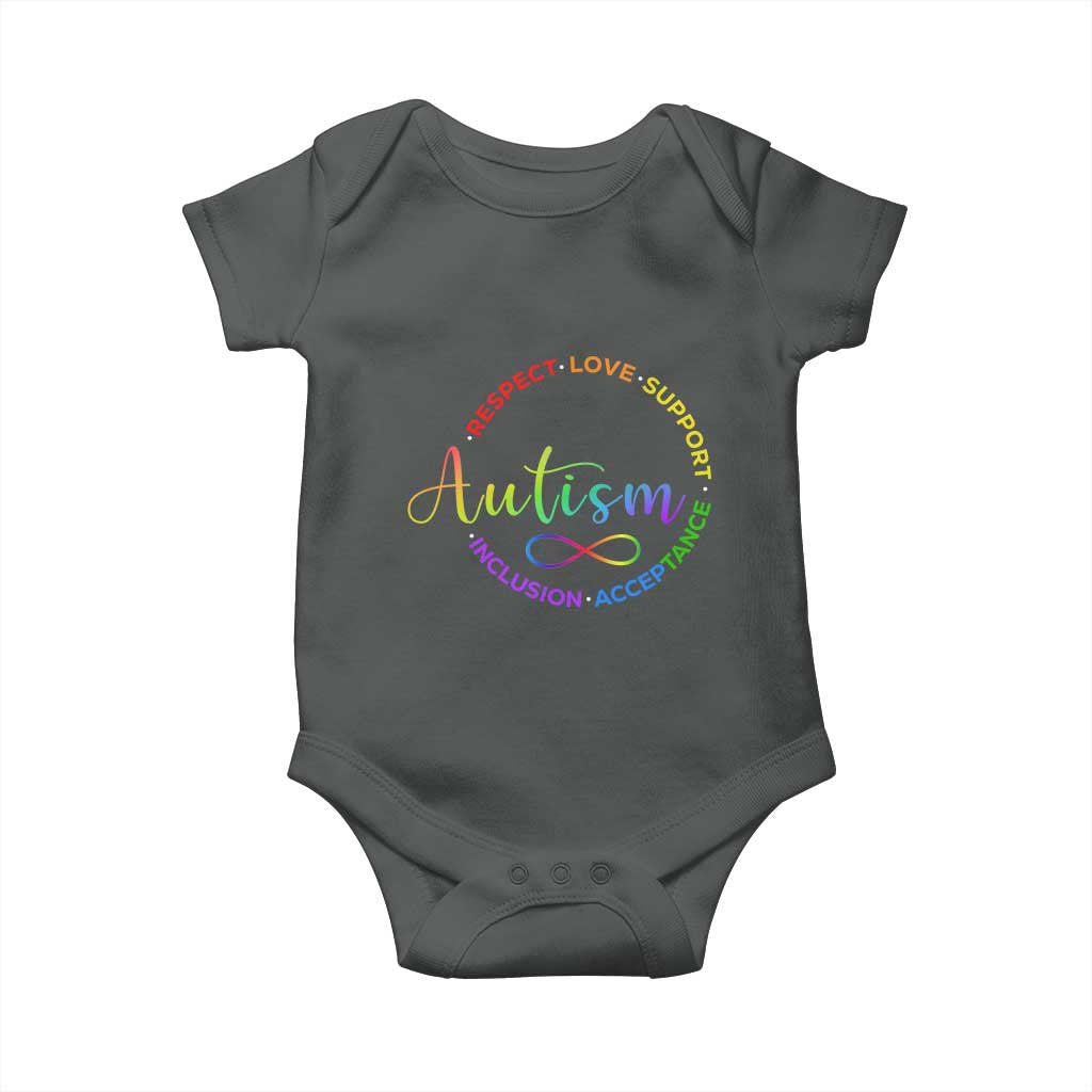 Autism Acceptance Baby Onesie Respect Love Support Autism Awareness Month TS14 Dark Heather Print Your Wear
