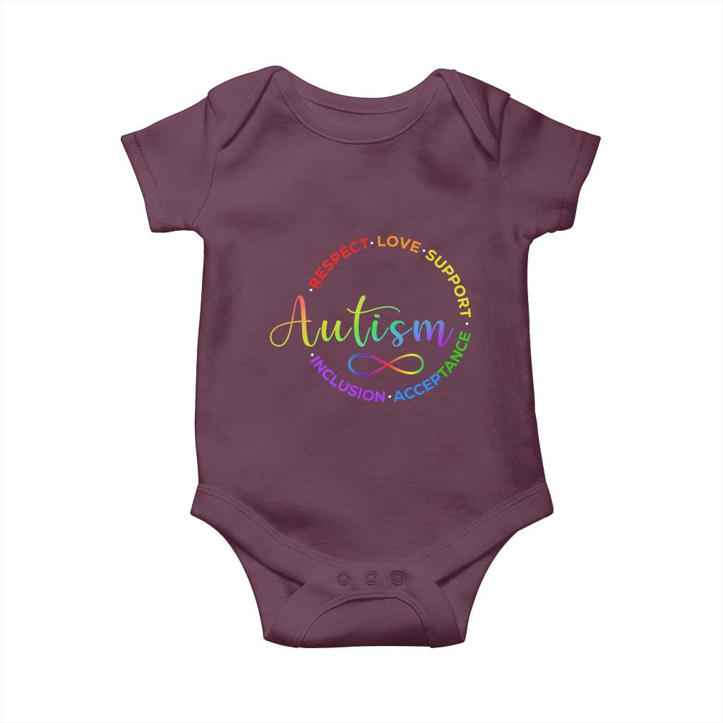 Autism Acceptance Baby Onesie Respect Love Support Autism Awareness Month TS14 Maroon Print Your Wear