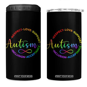 Autism Acceptance 4 in 1 Can Cooler Tumbler Respect Love Support Autism Awareness Month TS14 One Size: 16 oz Black Print Your Wear