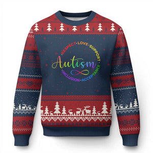 Autism Acceptance Ugly Christmas Sweater Respect Love Support Autism Awareness Month TS14 Navy Red Print Your Wear