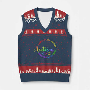 Autism Acceptance V-Neck Knit Sweater Vest Respect Love Support Autism Awareness Month TS14 Navy Red Print Your Wear