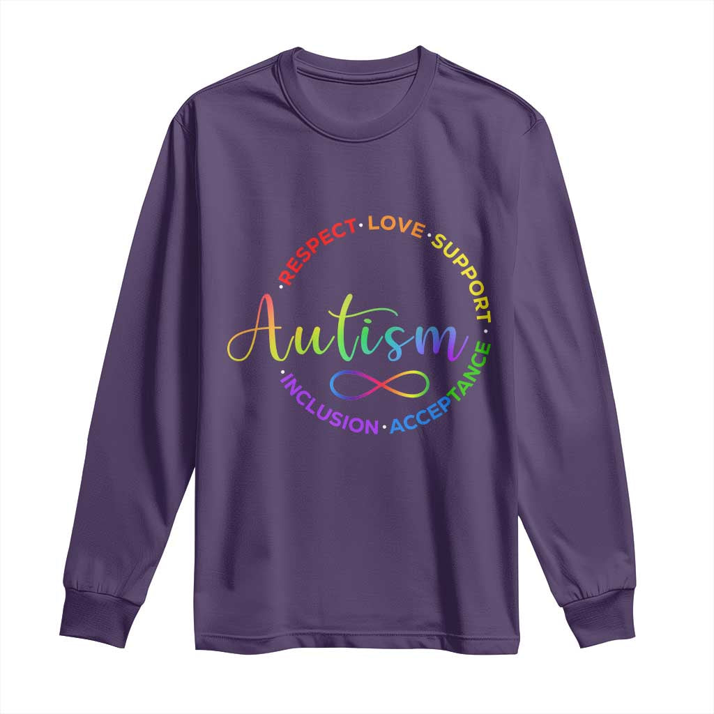 Autism Acceptance Long Sleeve Shirt Respect Love Support Autism Awareness Month TS14 Purple Print Your Wear