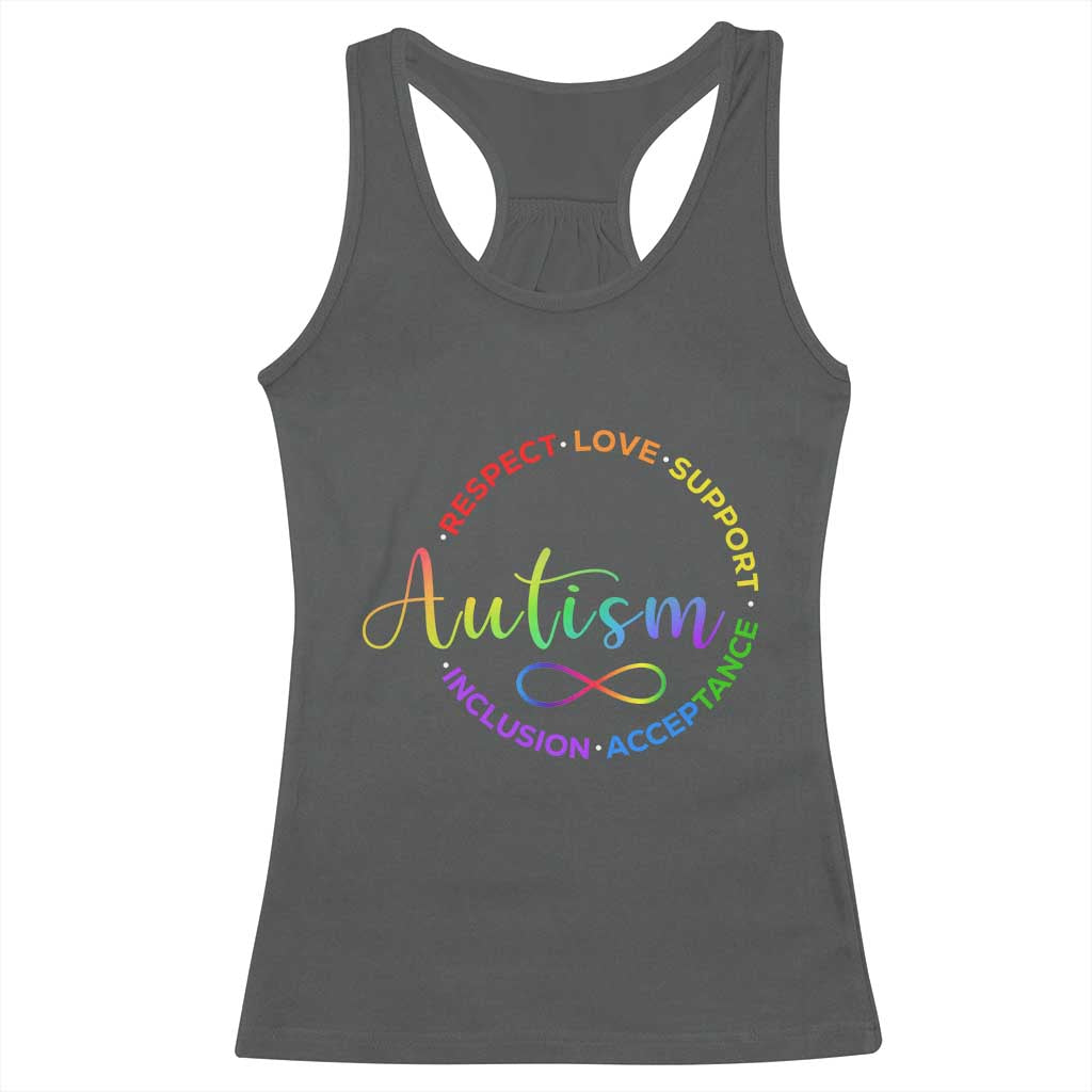Autism Acceptance Racerback Tank Top Respect Love Support Autism Awareness Month TS14 Dark Heather Print Your Wear