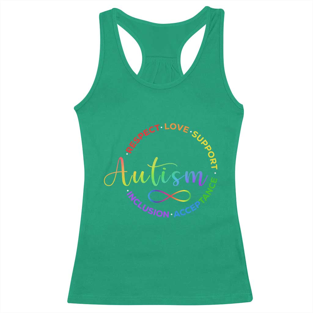 Autism Acceptance Racerback Tank Top Respect Love Support Autism Awareness Month TS14 Irish Green Print Your Wear